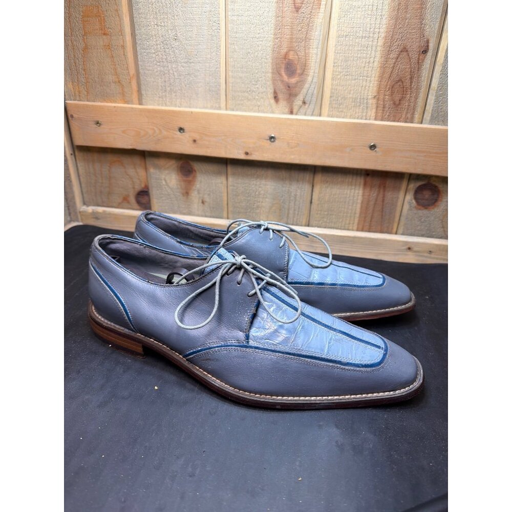 Stacy Adams Signature Mens Dress Shoes 10.5 Blue Leather Alligator Print